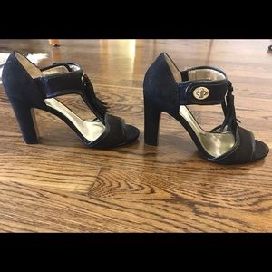 Coach suede tassel block heels 7.5 black